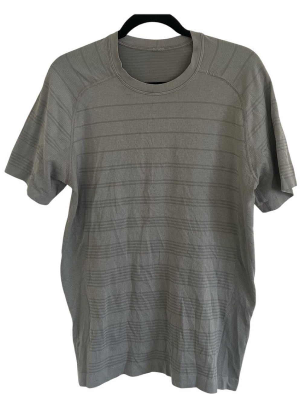 Lululemon Gray Metal Vent Tech Stripe Short Sleeve T Shirt Tee Medium